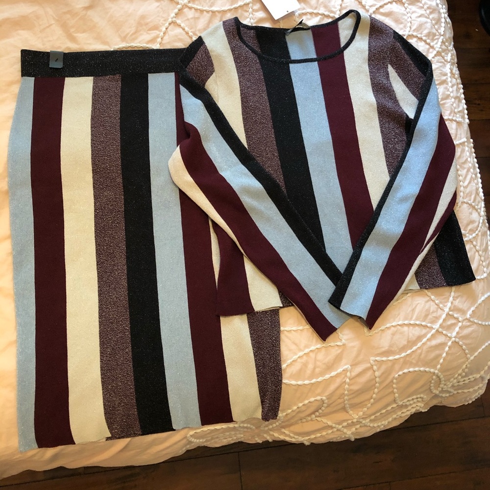 Sparkle Multi Color Pencil Skirt and Shirt
